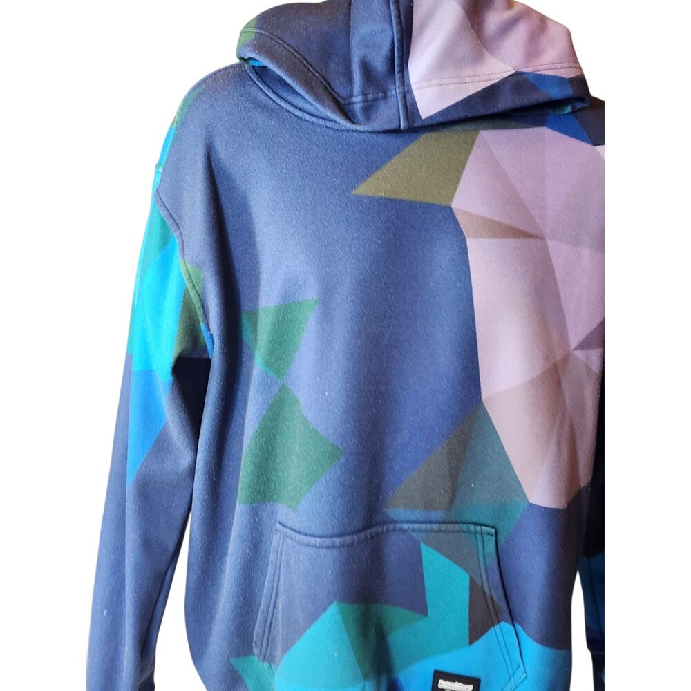 Fresh Hoods Hoodie Mens Medium Blue Purple Geometric Kangaroo Pocket Streetwear
